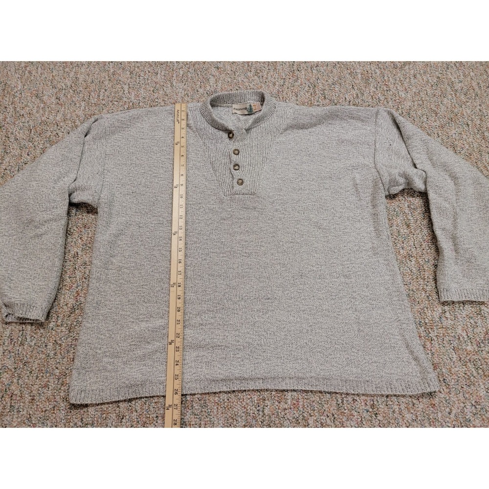 Fieldmaster Henley Sweater Mens 2XL Gray Vintage Cotton Knit Made in USA 90s - Picture 10 of 16